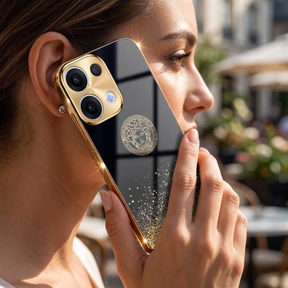 Oppo Reno 13 5G Medusa Head Gold Electroplated Glass Phone Back Case