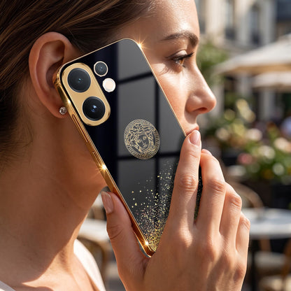 Vivo V60 5G Medusa Head Gold Electroplated Glass Phone Back Case