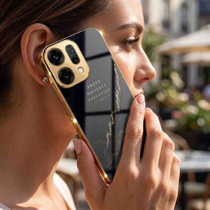 Oppo Reno 14 5G Focus Electroplated Gold Electroplated Glass Phone Back Case