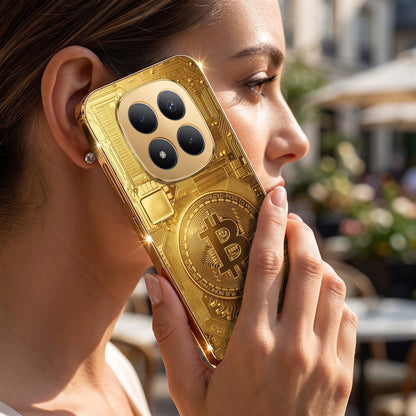 Redmi Note 15 Pro+ 5G Bitcoin Gold Electroplated Glass Phone Back Case