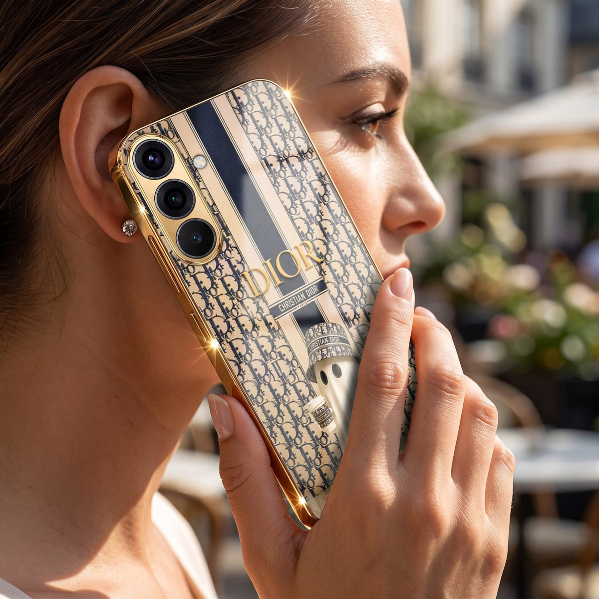 Samsung Galaxy A36 5G Luxury Dior Gold Electroplated Glass Phone Back Case