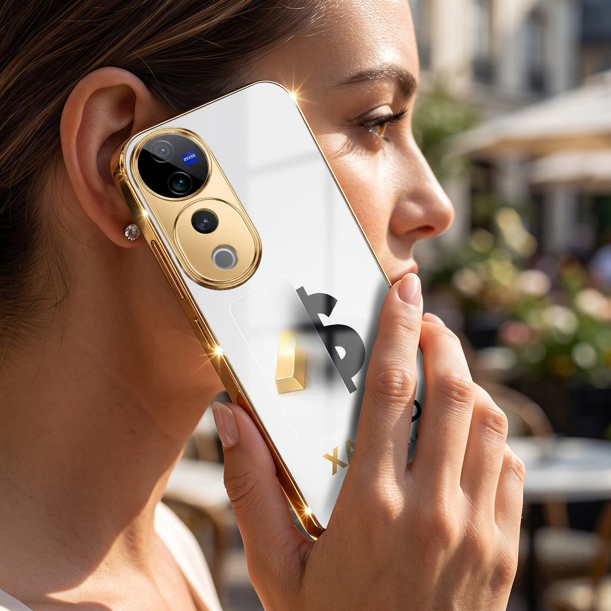 Vivo V40 Pro 5G Luxury XAU/USD Gold Electroplated Glass Phone Back Case