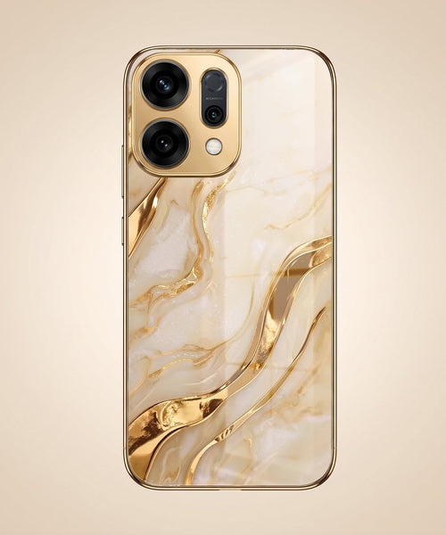 Oppo Reno 14 5G Marvel Texture Gold Electroplated Glass Phone Back Case
