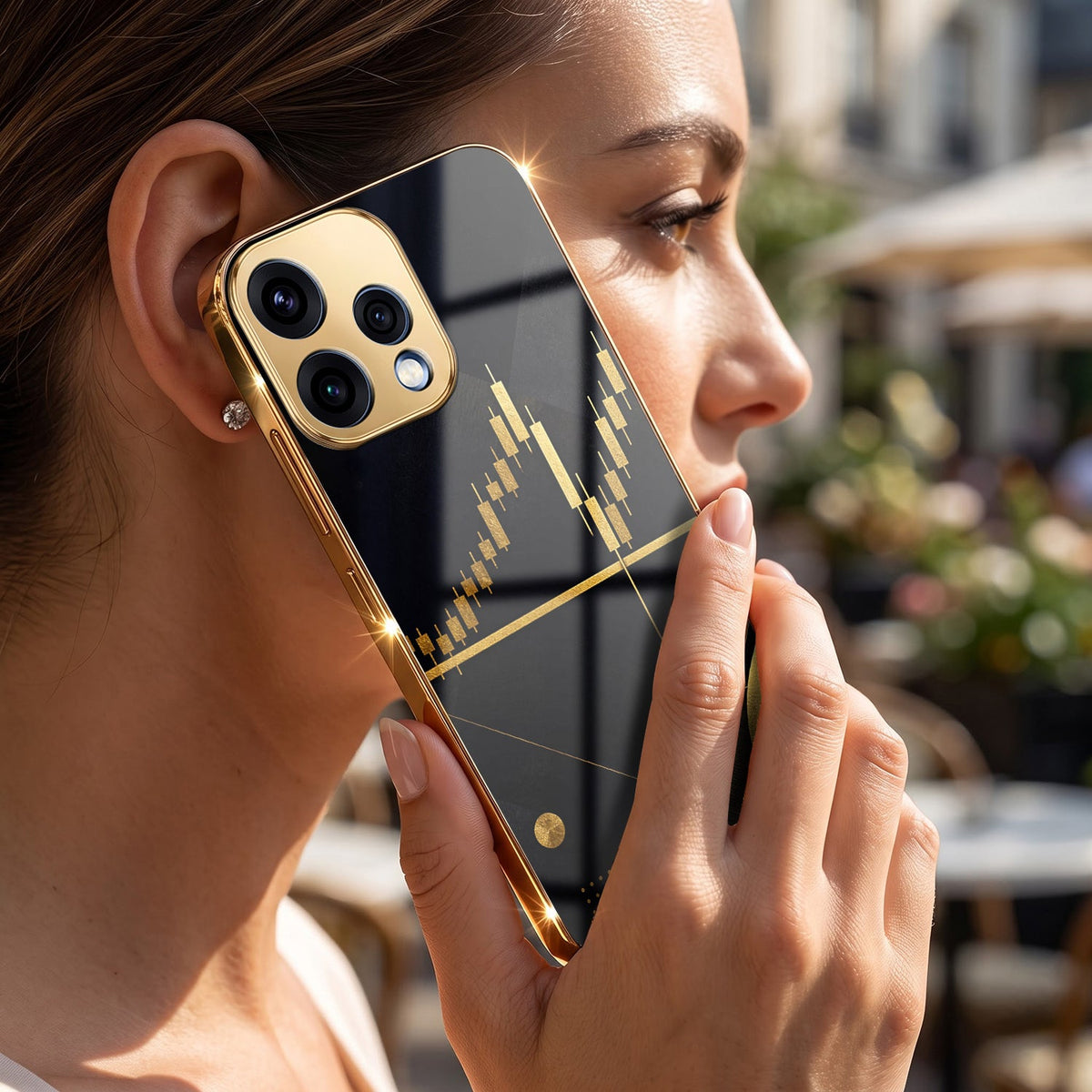 Oppo Reno 15 5G Trading Candles Gold Electroplated Glass Phone Back Case