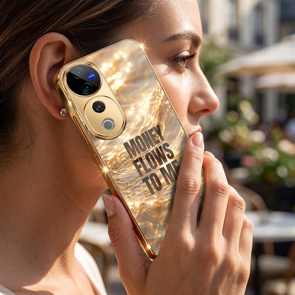 Vivo V40 Pro 5G Money Flows To Me Gold Electroplated Glass Phone Back Case