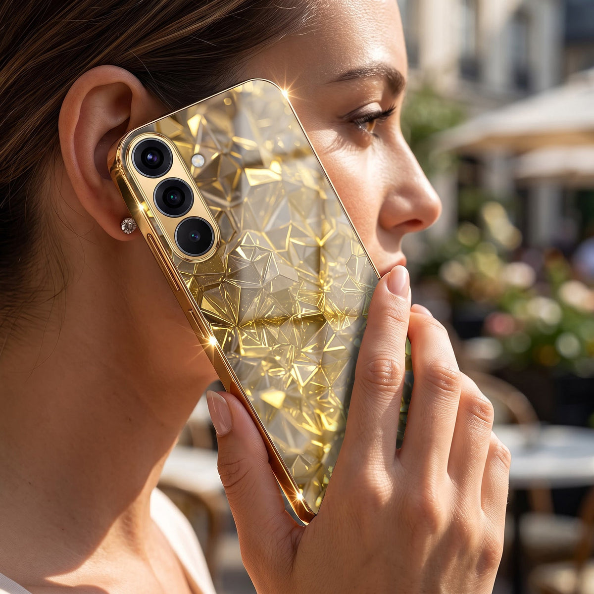 Samsung Galaxy A36 5G Golden Diamond Shatter Gold Electroplated Glass Phone Back Case