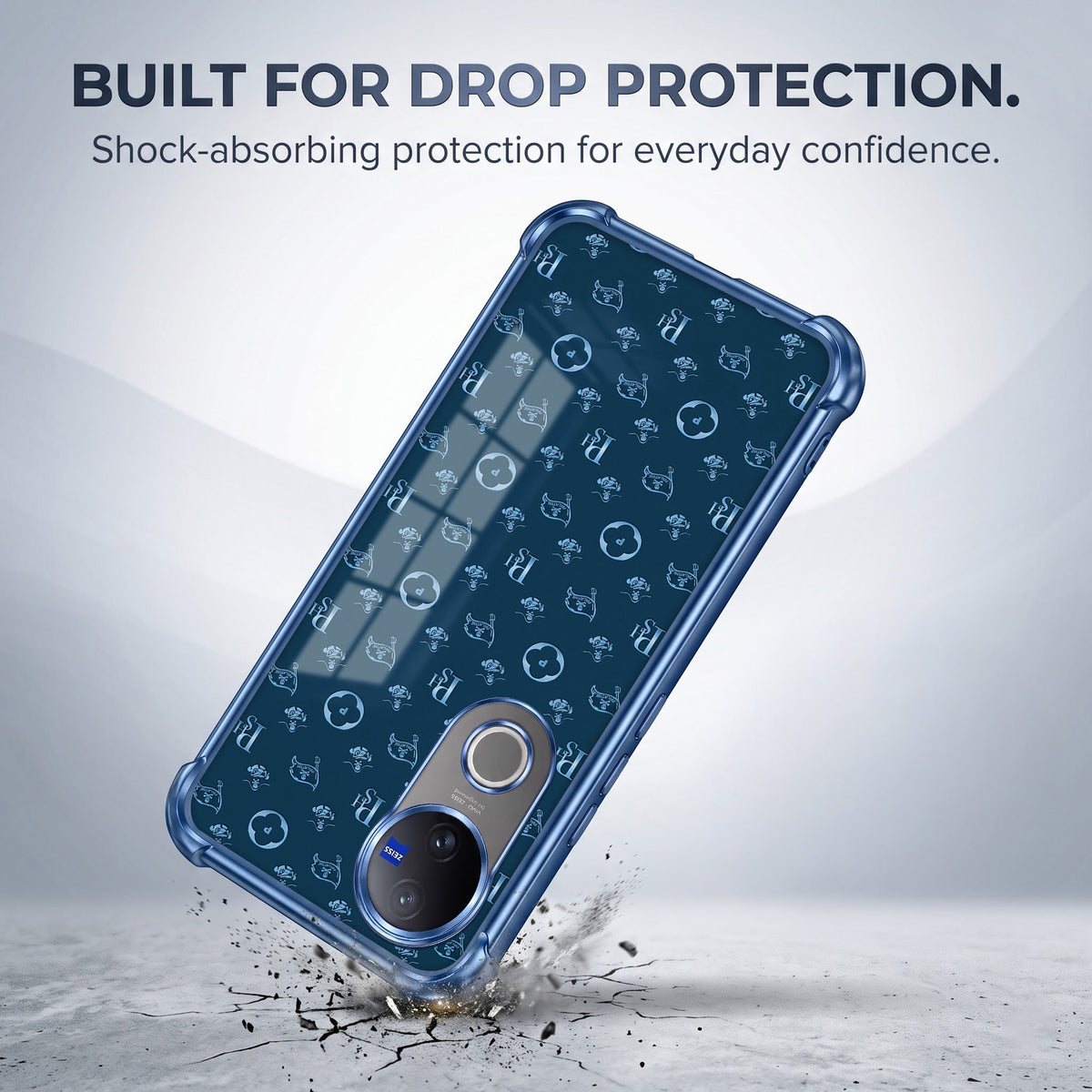 Vivo V50 5G Luxury Monogram Blue Airbags Printed Back Case