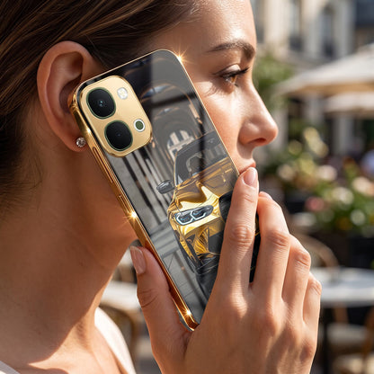 Vivo T5x 5G Golden BMW Gold Electroplated Glass Phone Back Case