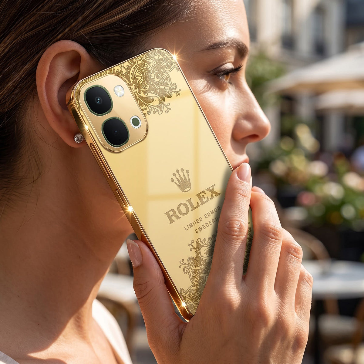 Vivo T5x 5G Rolex Crown Gold Electroplated Glass Phone Back Case