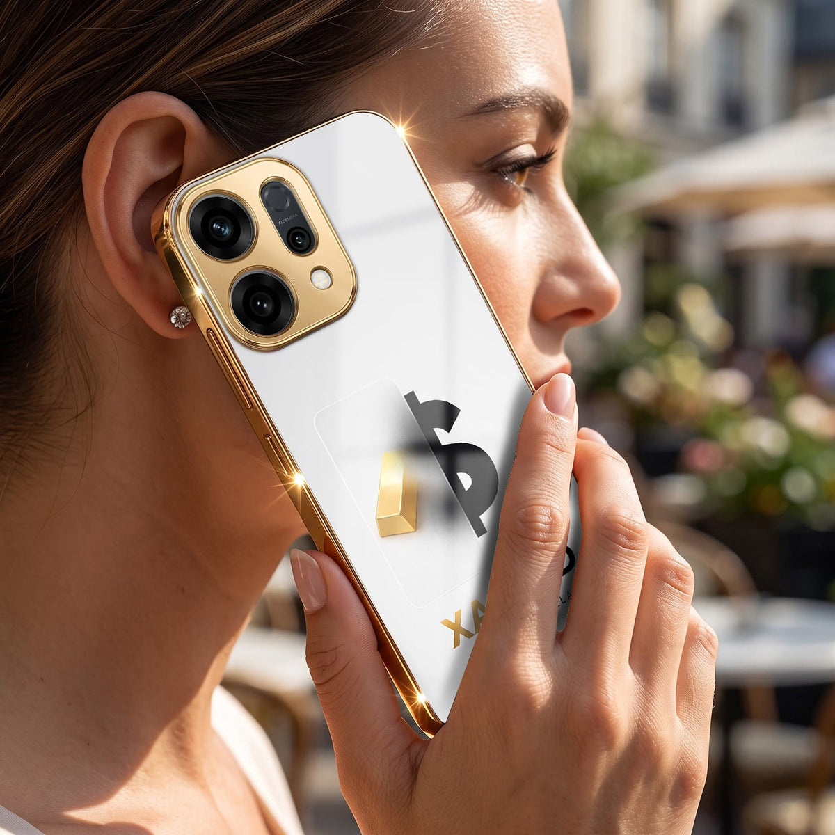 Oppo Reno 14 5G Luxury XAU/USD Gold Electroplated Glass Phone Back Case