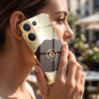 Vivo T4 Pro 5G Dragon Crest Gold Electroplated Glass Phone Back Case