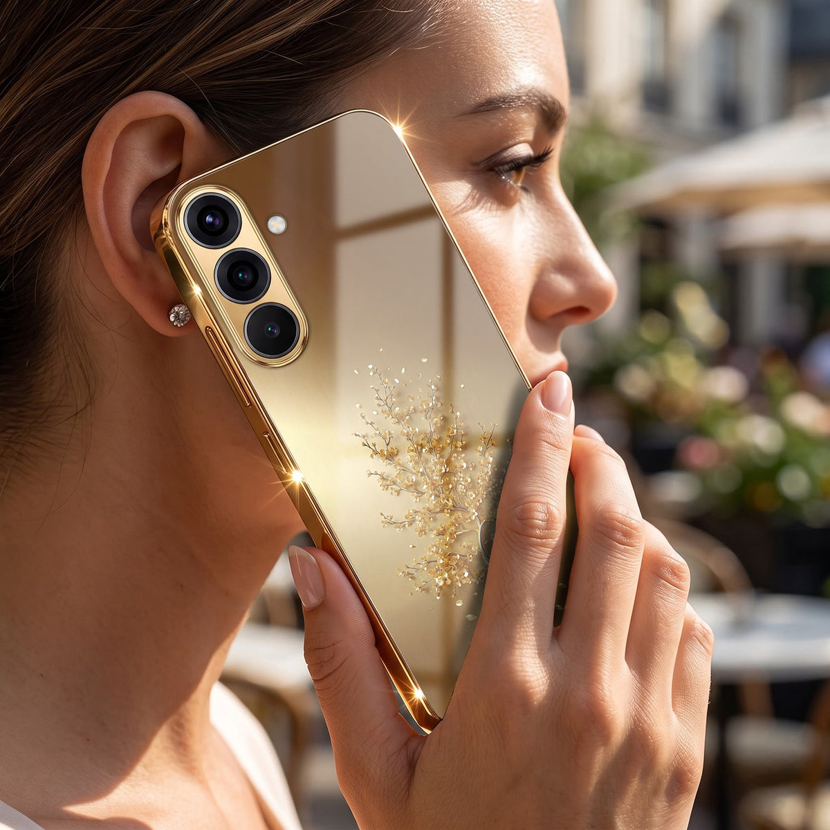 Samsung Galaxy A36 5G Golden Tree Gold Electroplated Glass Phone Back Case