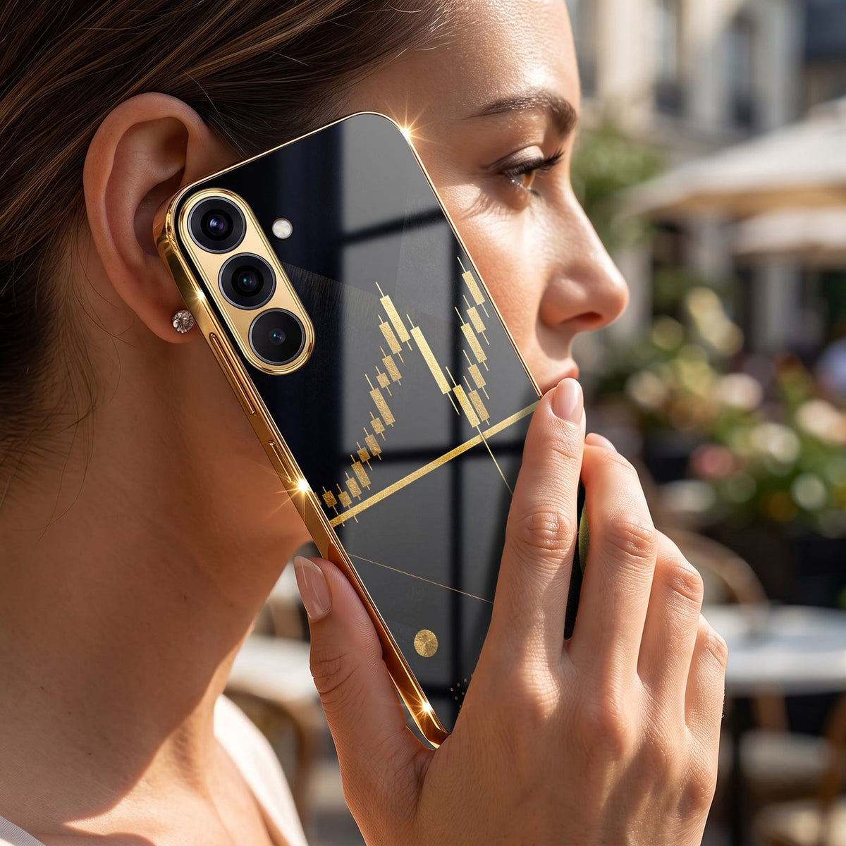 Samsung Galaxy A56 5G Trading Candles Gold Electroplated Glass Phone Back Case