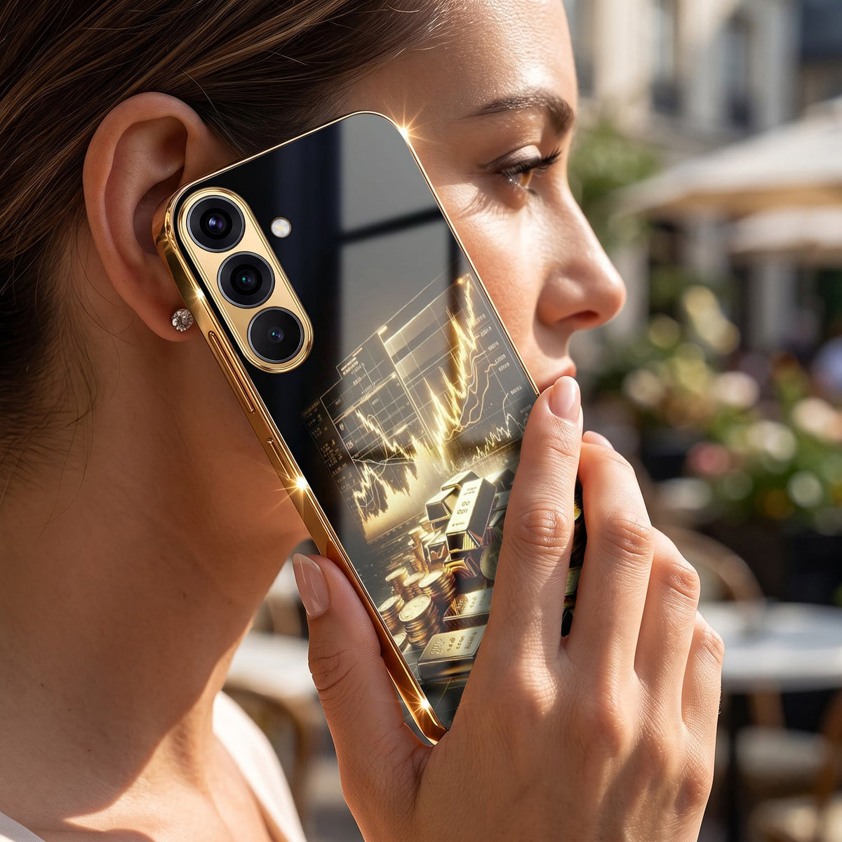Samsung Galaxy A56 5G Luxury Wealth Trader Gold Electroplated Glass Phone Back Case