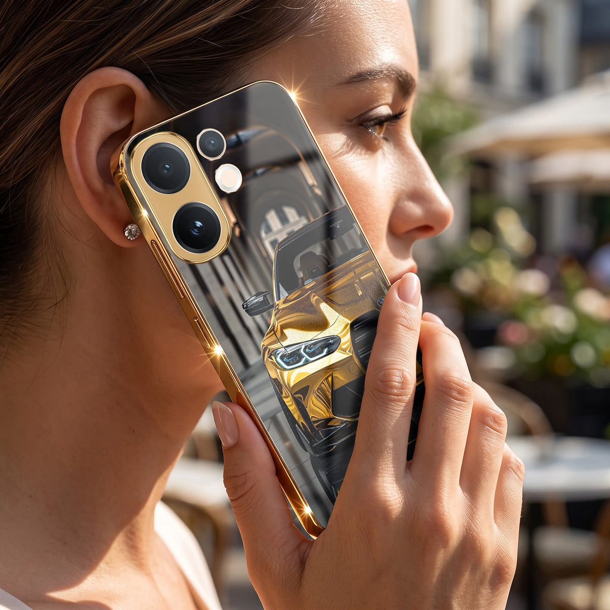 Vivo V60 5G Golden BMW Gold Electroplated Glass Phone Back Case