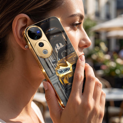 Vivo V40 Pro 5G Golden BMW Gold Electroplated Glass Phone Back Case
