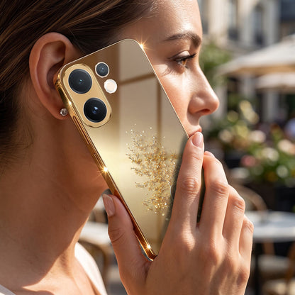 Vivo V60 5G Golden Tree Gold Electroplated Glass Phone Back Case