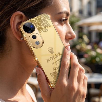 Vivo V40 Pro 5G Rolex Crown Gold Electroplated Glass Phone Back Case