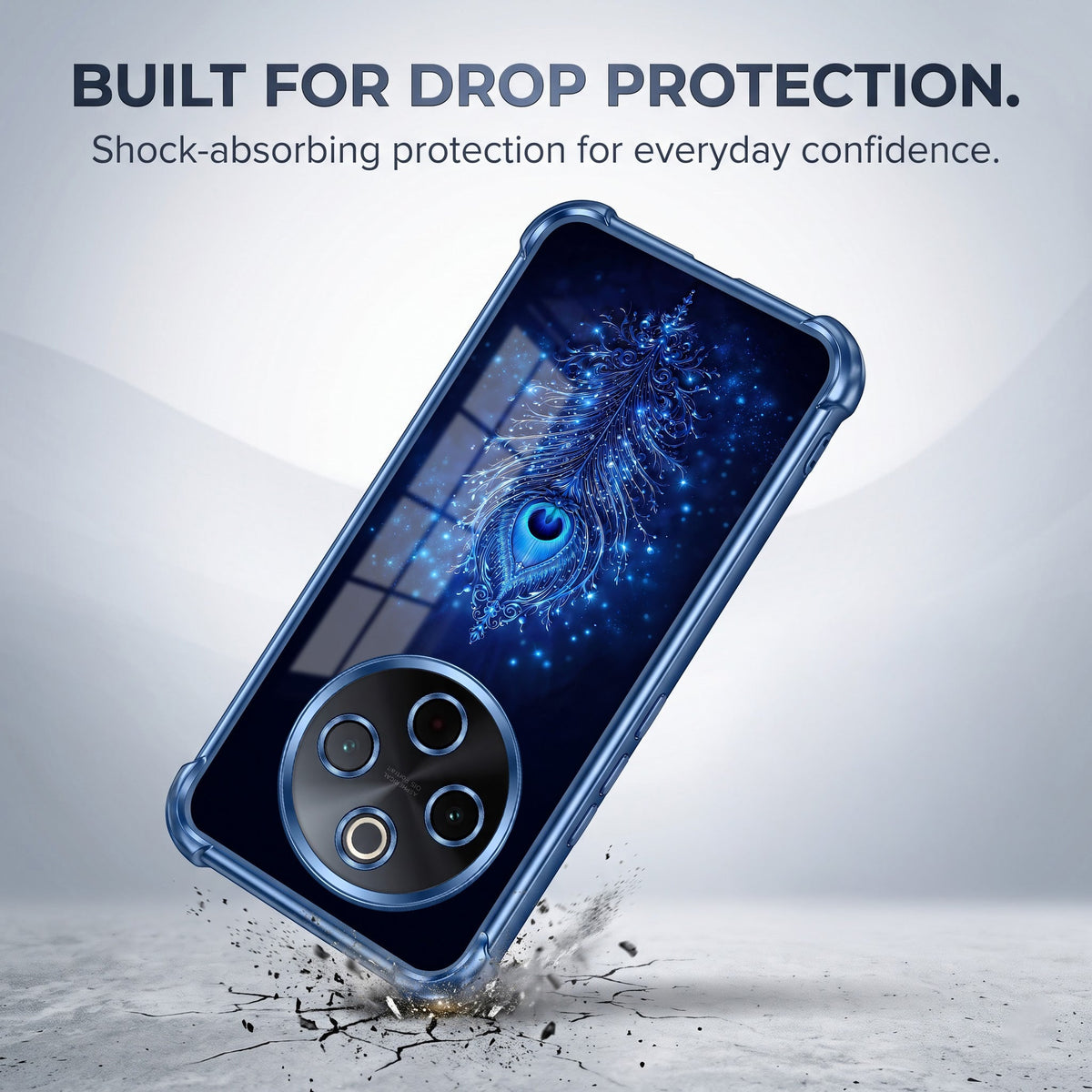 Vivo T4 5G Premium Peacock Feather Airbags Printed Back Case