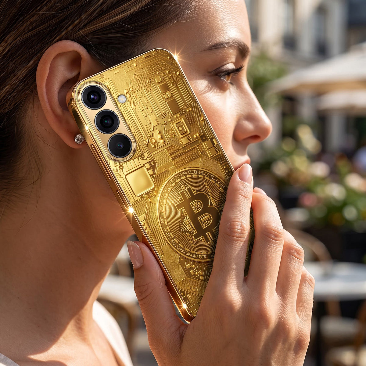 Samsung Galaxy A56 5G Bitcoin Gold Electroplated Glass Phone Back Case