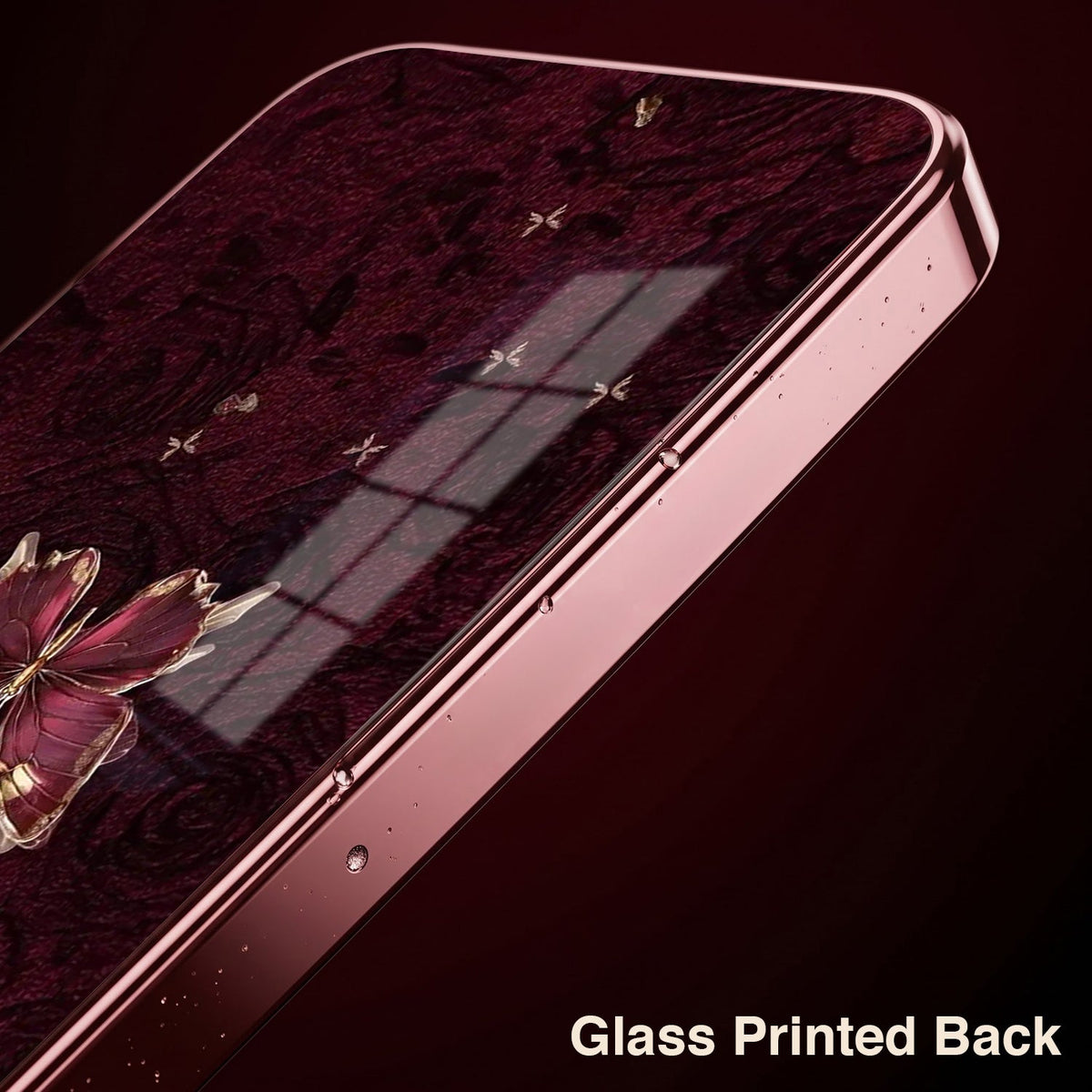 Oppo Reno 15 Pro Mini 5G Butterfly Burgundy Electroplated Glass Back Case