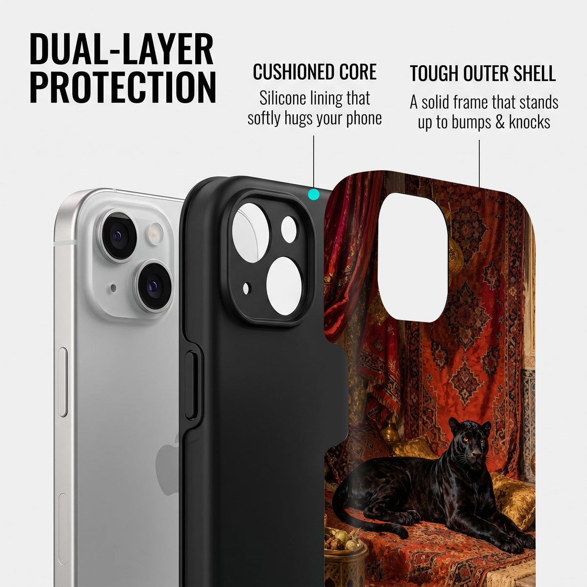Iphone 15 5G Royal Black Panther Protective Case