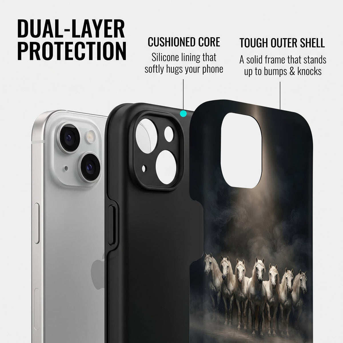Iphone 15 5G Running Horses Protective Cases