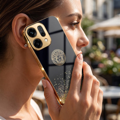 Oppo Reno 14 5G Medusa Head Gold Electroplated Glass Phone Back Case