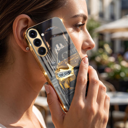 Samsung Galaxy A36 5G Golden BMW Gold Electroplated Glass Phone Back Case