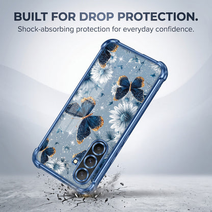 Samsung Galaxy A56 5G Blue Butterfly Floral Airbags Printed Back Case