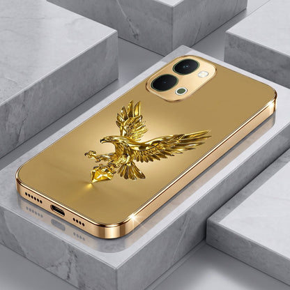 Vivo T5x 5G Golden Eagle Gold Electroplated Glass Phone Back Case