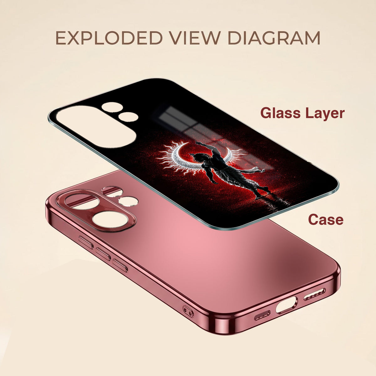 Vivo V60 5G Crimson Divine Burgundy Electroplated Glass Back Case