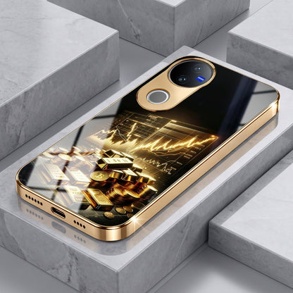 Vivo V40 Pro 5G Luxury Wealth Trader Gold Electroplated Glass Phone Back Case