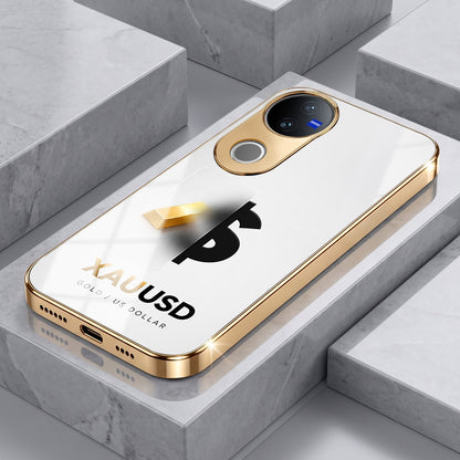Vivo V50 5G Luxury XAU/USD Gold Electroplated Glass Phone Back Case