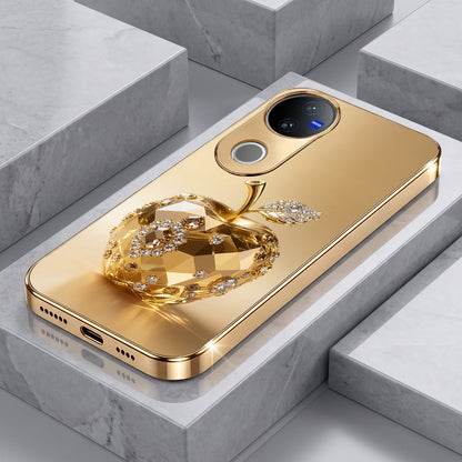 Vivo V50 5G Golden Apple Gold Electroplated Glass Phone Back Case