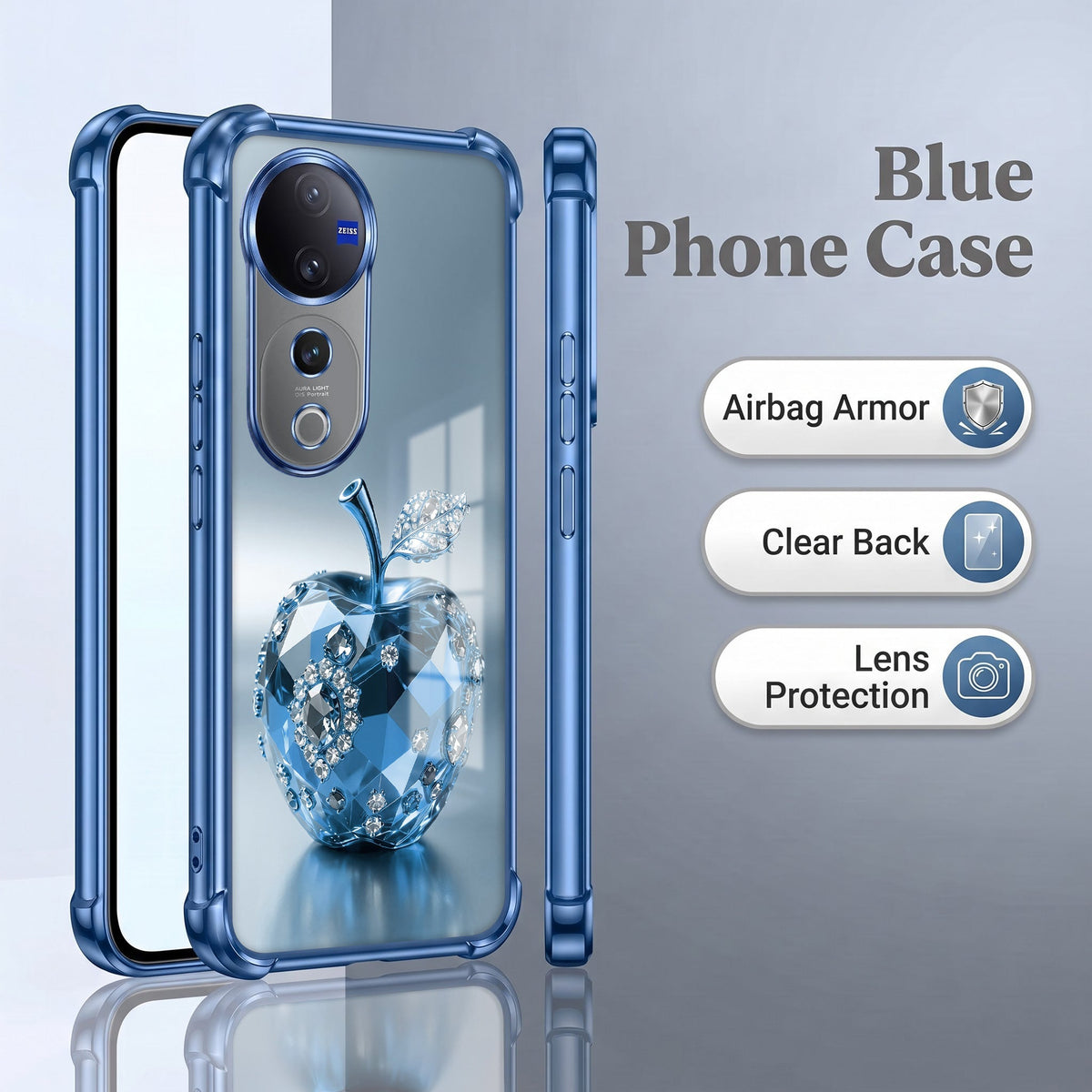 Vivo V40 Pro 5G Blue Apple Airbags Printed Back Case
