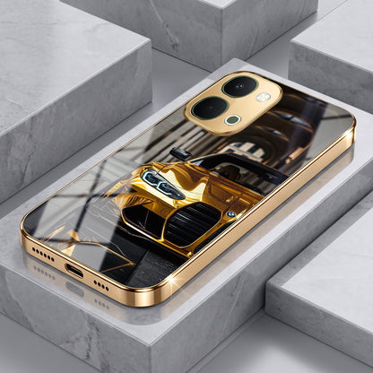 Vivo T5x 5G Golden BMW Gold Electroplated Glass Phone Back Case