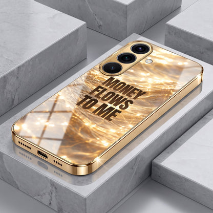Samsung Galaxy A36 5G Money Flows To Me Gold Electroplated Glass Phone Back Case