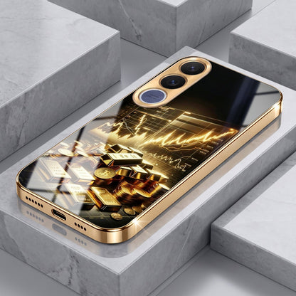 Vivo V70 FE 5G Luxury Wealth Trader Gold Electroplated Glass Phone Back Case