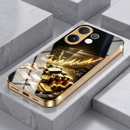 Vivo V60 5G Luxury Wealth Trader Gold Electroplated Glass Phone Back Case
