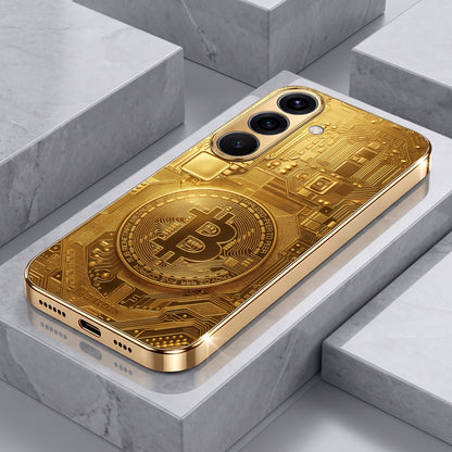 Samsung Galaxy A36 5G Bitcoin Gold Electroplated Glass Phone Back Case