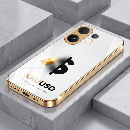 Vivo V60 5G Luxury XAU/USD Gold Electroplated Glass Phone Back Case