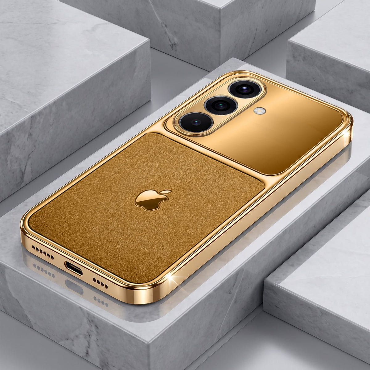Samsung Galaxy A36 5G Royal Touch Apple Gold Electroplated Glass Phone Back Case