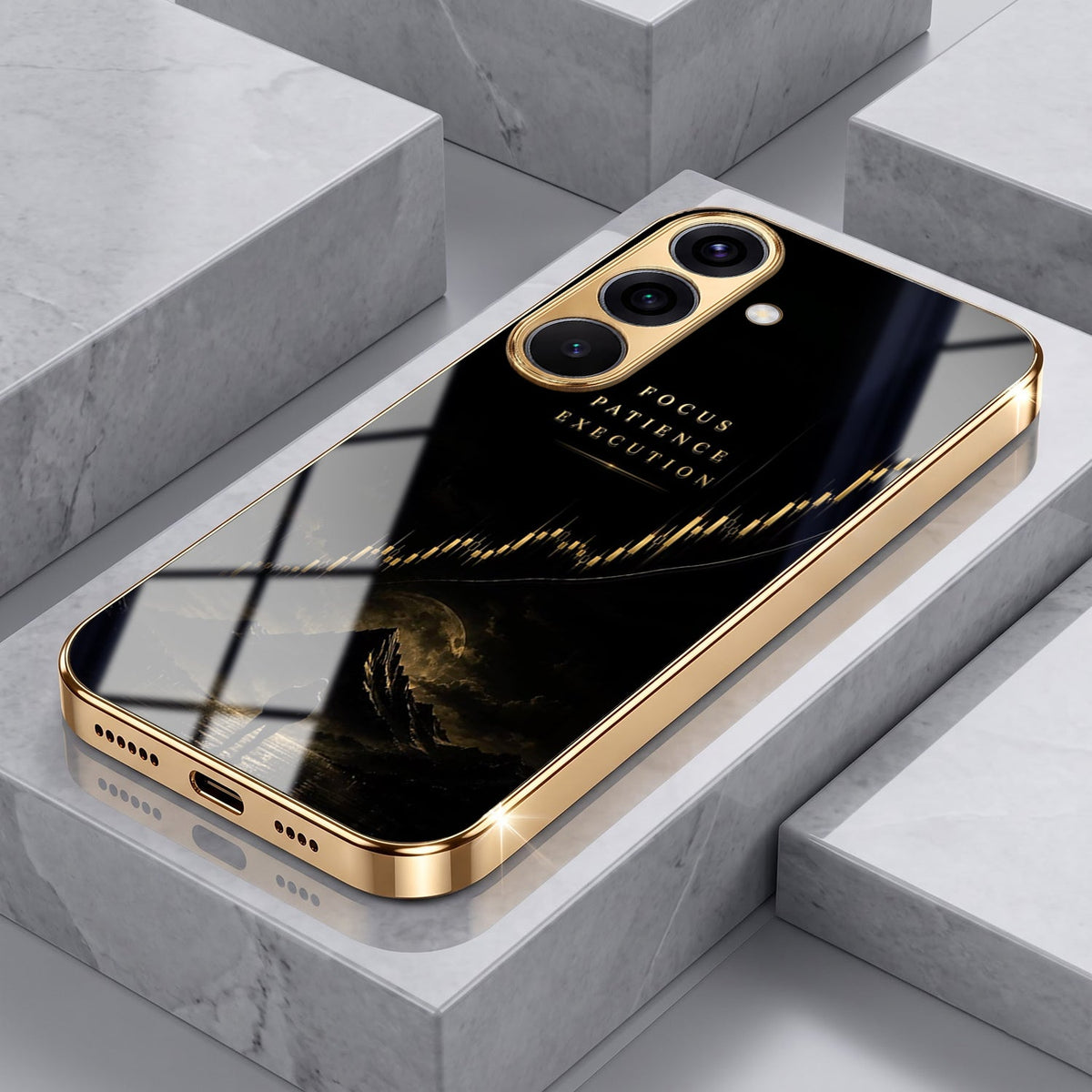 Samsung Galaxy A36 5G Trading Candles Gold Electroplated Glass Phone Back Case