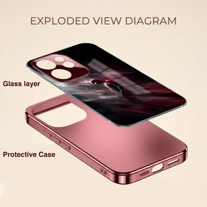 Oppo Reno 15 Pro Mini 5G Crimson Spider Burgundy Electroplated Glass Back Case