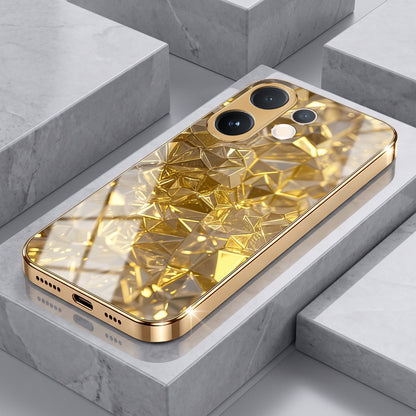 Vivo V60 5G Golden Diamond Shatter Gold Electroplated Glass Phone Back Case