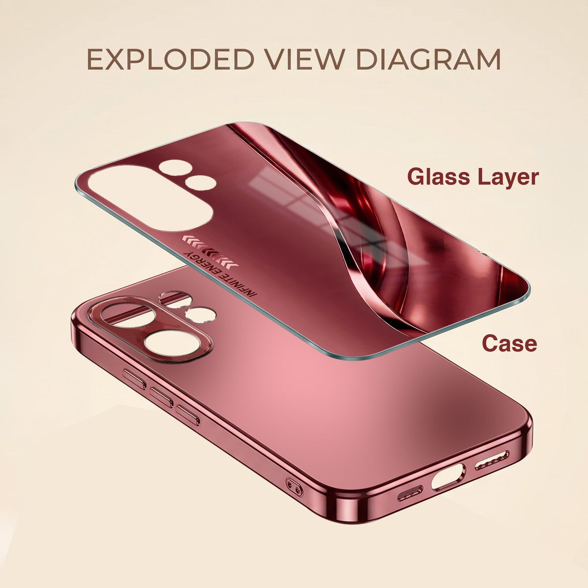 Vivo V60 5G Infinity Energy Burgundy Electroplated Glass Back Case