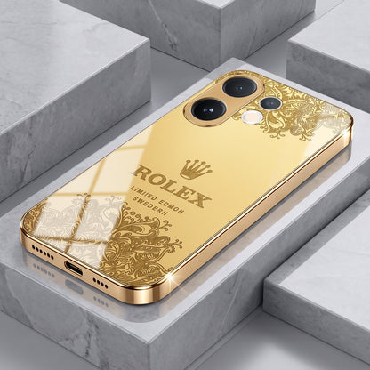 Vivo V60 5G Rolex Crown Gold Electroplated Glass Phone Back Case
