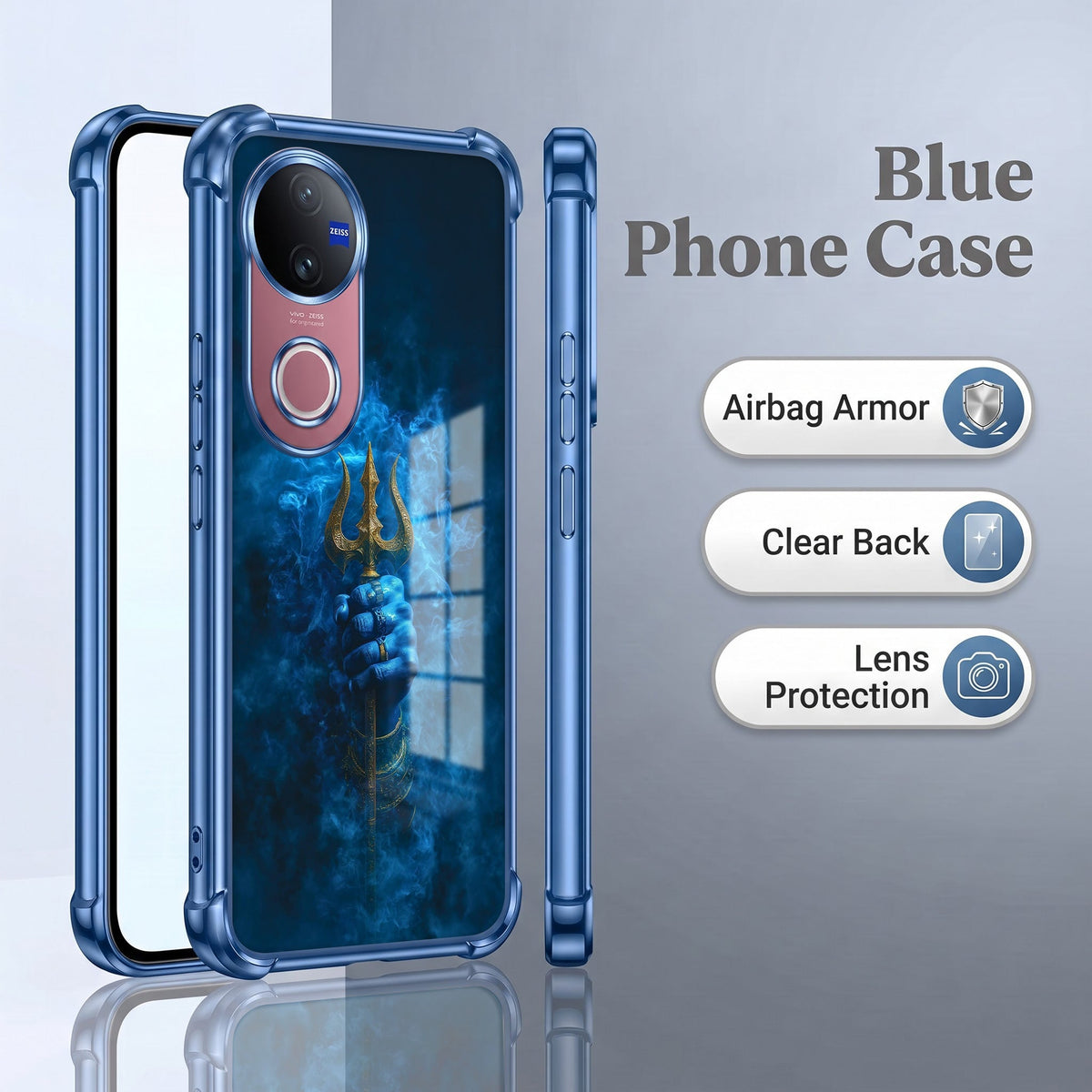 Vivo V50 5G Premium Golden Trishul Airbags Printed Back Case