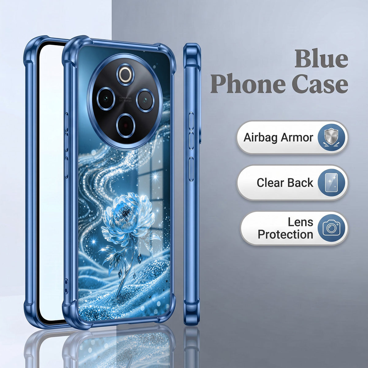 Vivo T4 5G Blue Rose Airbags Printed Back Case